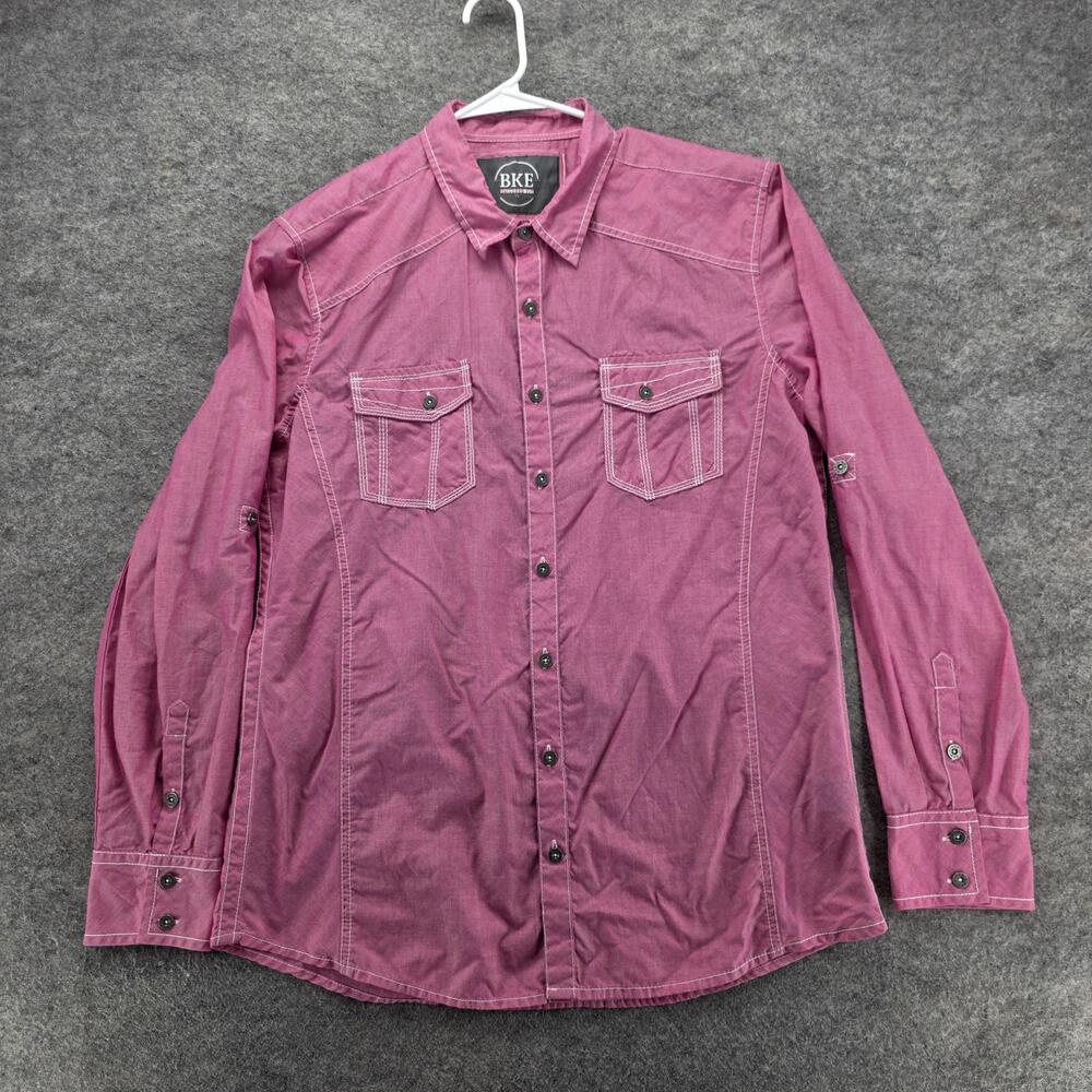 BKE Shirt Mens Extra Large Purple Tailored Fit Long Sleeve Western 11326FPW